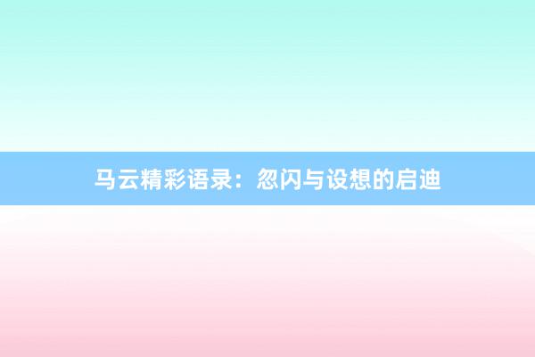 马云精彩语录:忽闪与设想的启迪